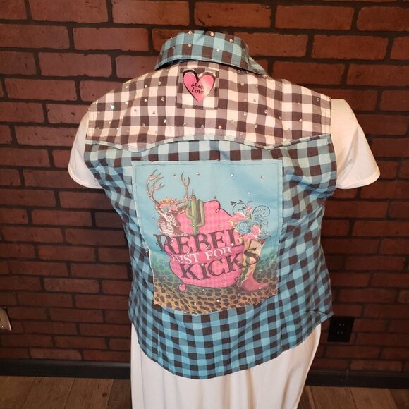 Fat Rat Family Gingham Rebel Pearl Snap Top - Picture 15 of 16